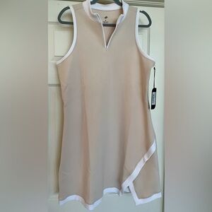 XL Tail Activewear beige dress with white trim. NWT